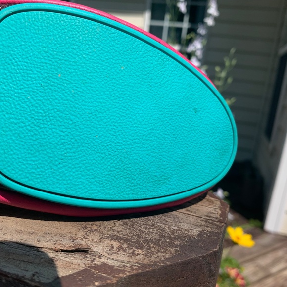 Fuchsia Hot Pink leather Tieks size 8 classic teal bottoms, - Picture 9 of 15